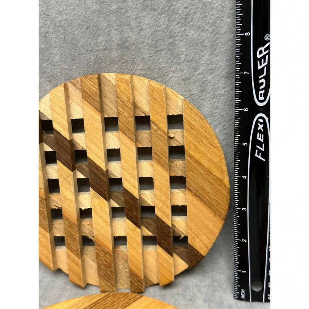 Vintage Wood Trivet Set of 2 Handcrafted by Fred DeCario 7